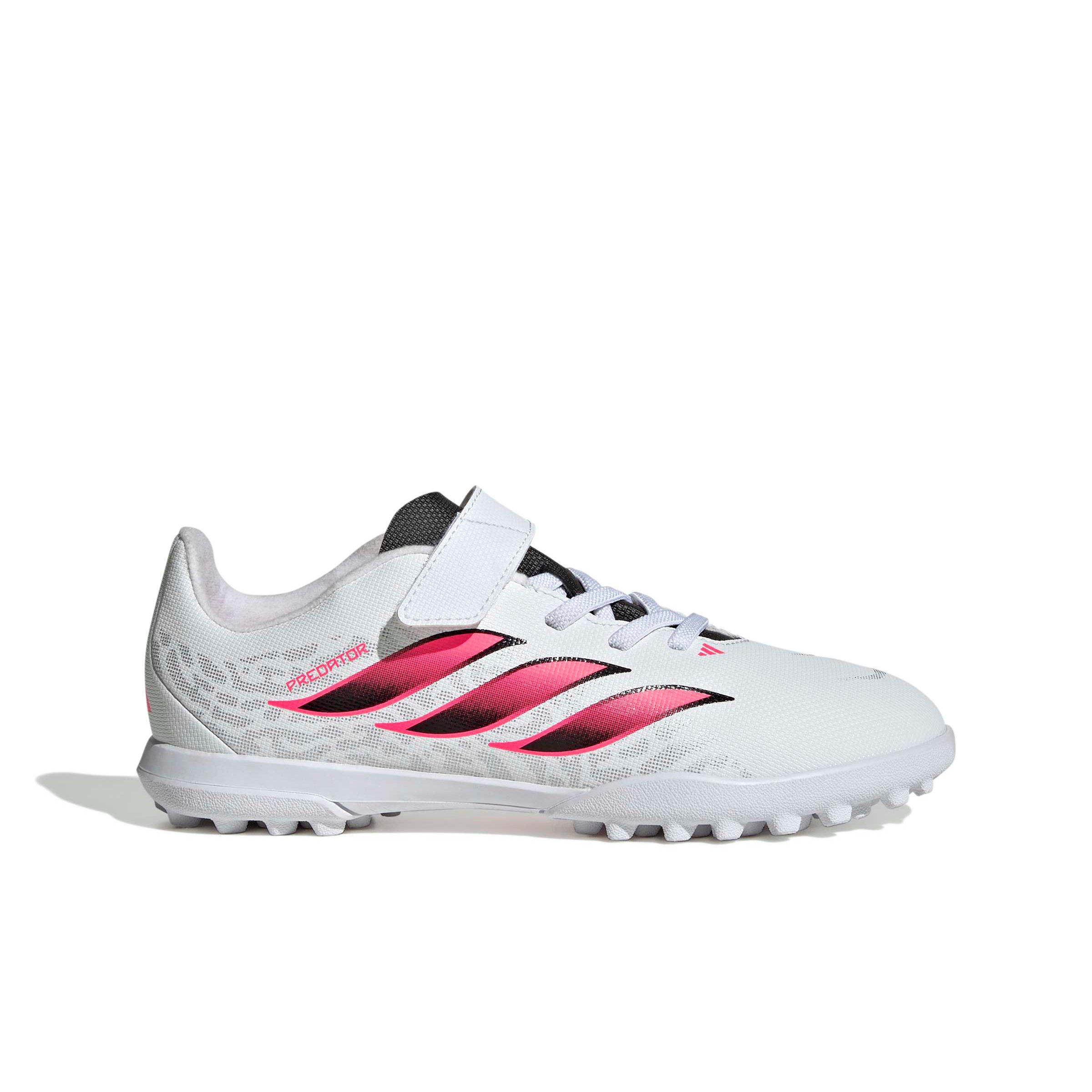 adidas Predator Club Hook & Loop Turf "White/Solar Turbo/Core Black" Grade School Kids' Soccer Shoe - WHITE/SOLAR/BLACK